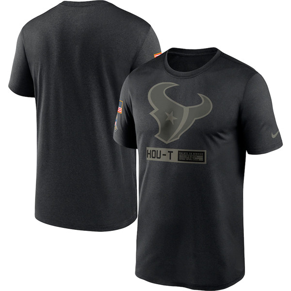 Houston Texans 2020 Black Salute To Service Performance NFL T-Shirt (All Size)